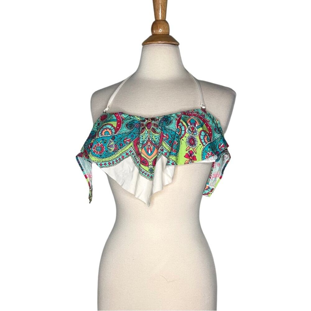 Apt. 9 Multicolor Paisley Bikini Top Floral Flowy Colorful Halter Strapless BR7